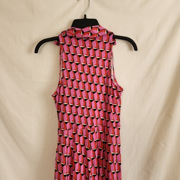 Diane von furstenberg halter jumsuit hippy geometric 70s print sz xs pink blk - Picture 2 of 9